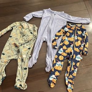 Posh Peanut 0-3 month boys footies Lot of 3